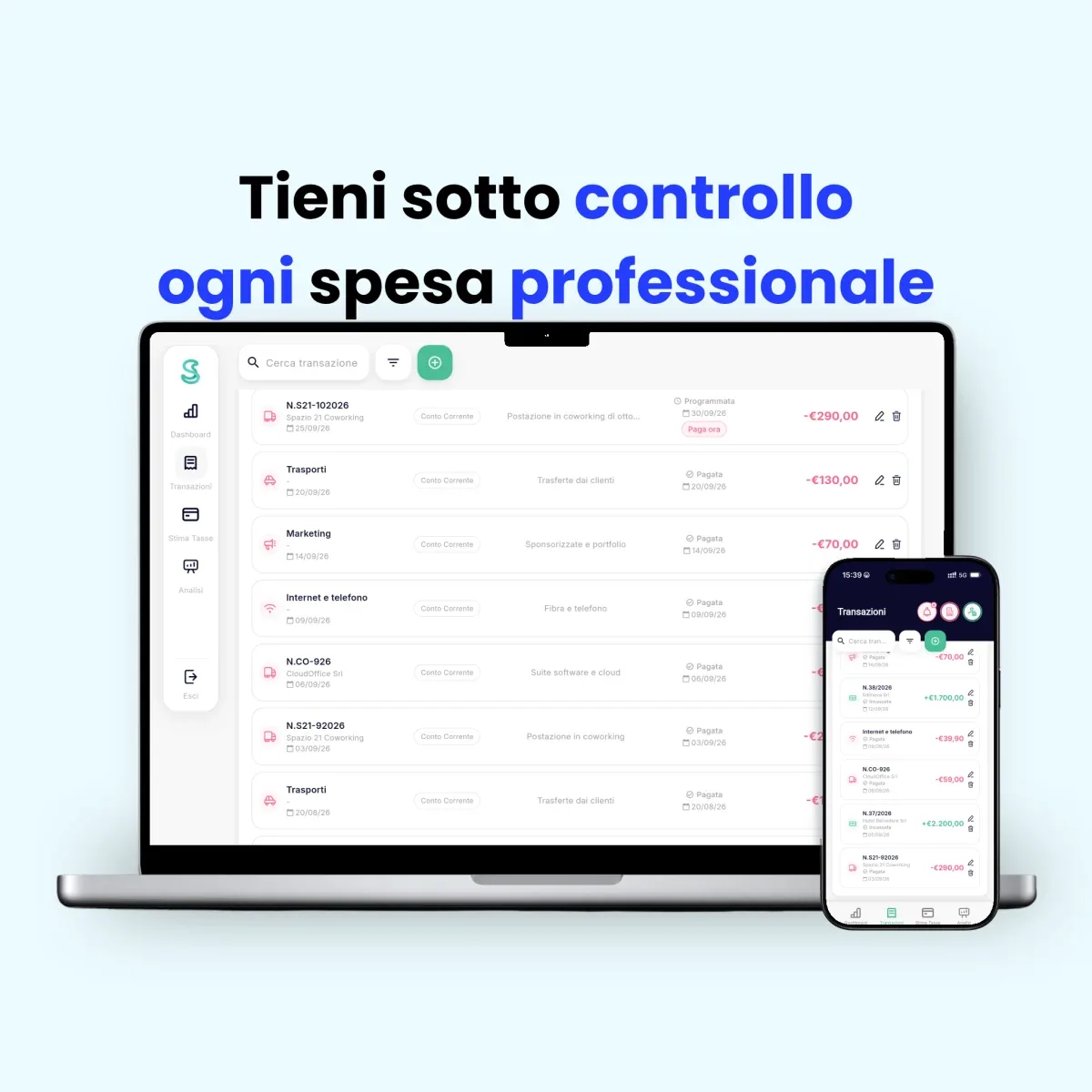Spese professionali in Simple Budget: da pagare e già pagate