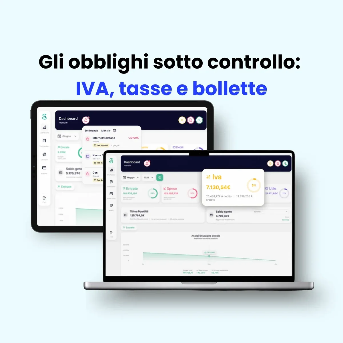 Scadenze di IVA, tasse e bollette di casa e dell'attività in Simple Budget PRO