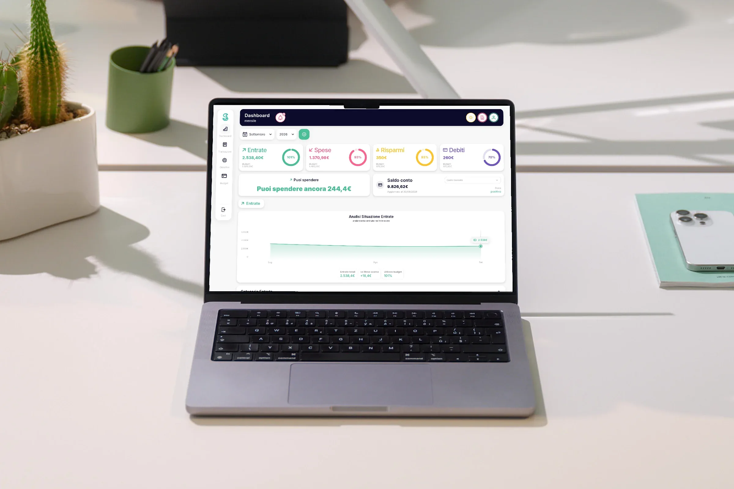 Simple Budget PRO, la dashboard di casa: entrate, spese, risparmi, debiti e quanto puoi ancora spendere