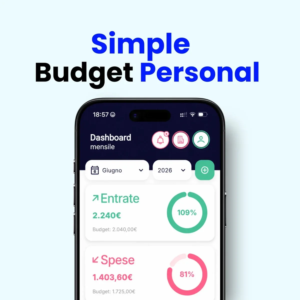 Simple Budget Personal, app per il budget di casa: la dashboard mensile sullo smartphone