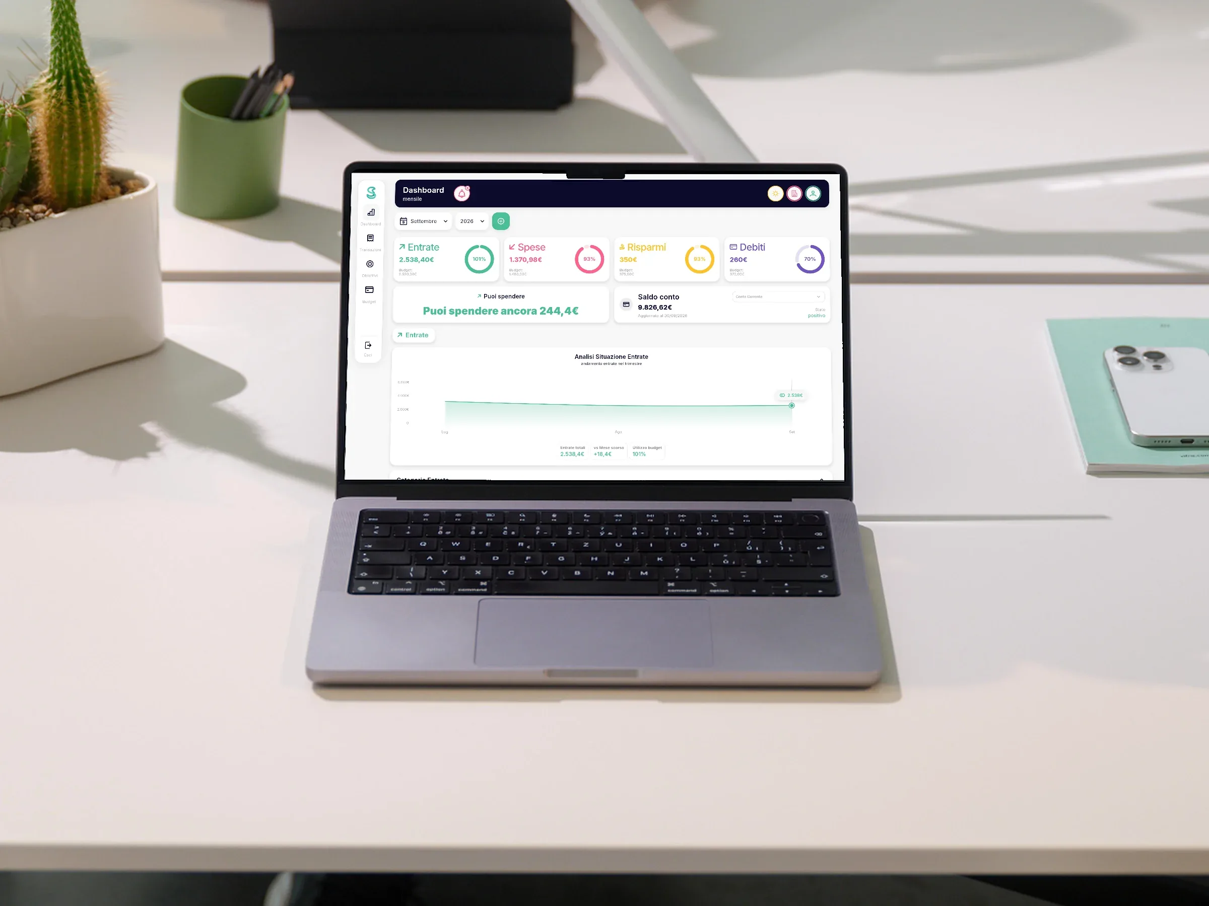 Simple Budget PRO, la dashboard di casa: entrate, spese, risparmi e debiti